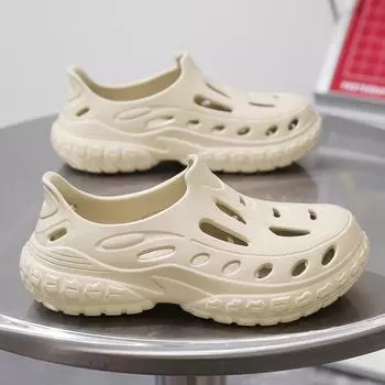 Дышащие дырчатые туфли, мужская летняя одежда, пляжные сандалии, EVA, толстая подошва, ощущение, что наступил на дерьмо, повседневные простые сандалии с мешком на голове 40 серый