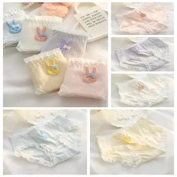 Дышащие хлопковые трусики, утягивающие трусики с кроликом, милые кружевные трусики для женщин m белый