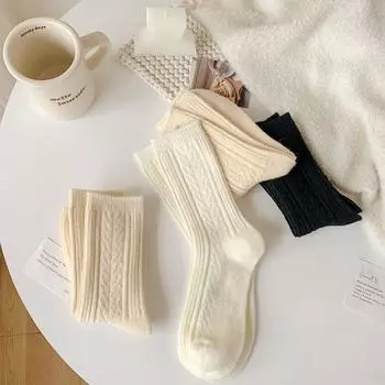 Дышащие кашемировые шерстяные носки осенне-зимние теплые носки модные длинные термоноски бежевый