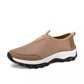 Дышащие классические мужские кроссовки для бега, уличная легкая удобная обувь с сеткой, прогулочная обувь без шнуровки Tenis 39 коричневый