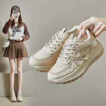 Дышащие кроссовки для бега без шнуровки для женщин, повседневные спортивные кроссовки из искусственной кожи на платформе со шнуровкой, женские легкие массивные кроссовки для тенниса 35