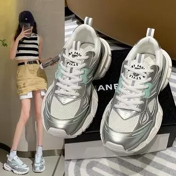 Дышащие кроссовки из натуральной кожи, весенне-летние новые повседневные кроссовки на платформе с сетчатым лифтом, уличные повседневные кроссовки 35