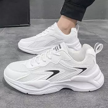 Дышащие кроссовки, студенческие мужские туфли на толстой подошве, модная и универсальная повседневная обувь из сетки. 39