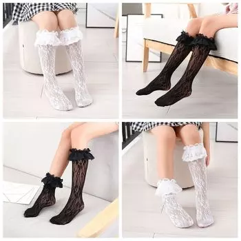 Дышащие кружевные носки, весна-лето, кружевные гольфы, повседневные милые кружевные носки с цветочным принтом