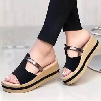 Дышащие летние сандалии с открытым носком, модные женские тапочки на платформе с Т-образным ремешком 41 белый