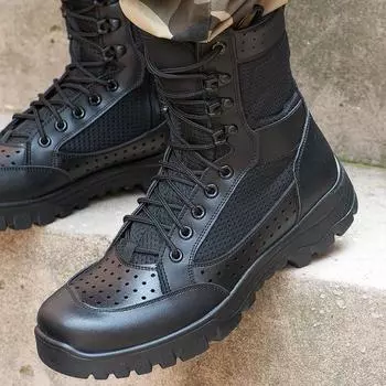 Дышащие летние сетчатые тактические ботинки на молнии для походов и альпинизма 42 чёрный