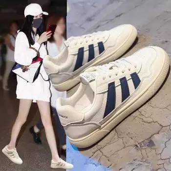 Дышащие маленькие белые туфли женские туфли на плоской подошве спортивная повседневная обувь 35 синий