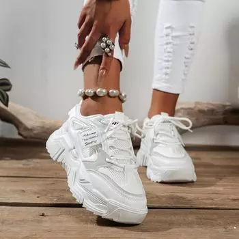 Дышащие массивные кроссовки из искусственной кожи с сеткой, амортизирующие кроссовки с мягкой толстой подошвой для папы, кроссовки для женщин и мужчин 36 хаки