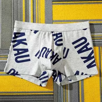 Дышащие молодежные милые четырехугольные брюки с буквами, трендовое мужское нижнее белье, мужские хлопковые шорты-боксеры L темно-синий