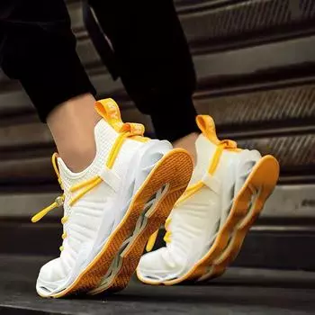 Дышащие мужские кроссовки, модные летающие тканые сетчатые легкие кроссовки, повседневная обувь, мужская модная обувь 39 белый