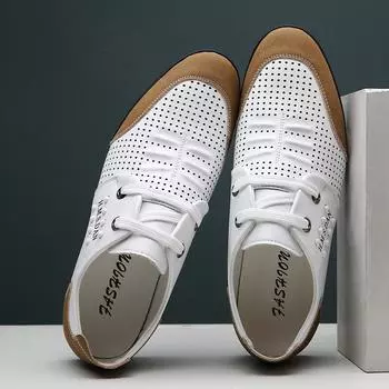 Дышащие мужские лоферы из натуральной кожи, деловая обувь для мужчин, высококачественные мокасины для взрослых, мужская обувь для вождения, новые мужские модельные туфли 38 бежевый