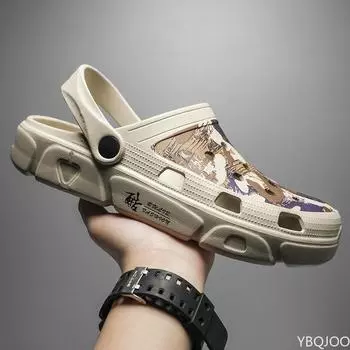 Дышащие мужские сандалии 2024 летние мужские тапочки 9 слипонов для сада обувь из ЭВА для инъекций спортивная обувь для ходьбы для мужчин 40 чёрный