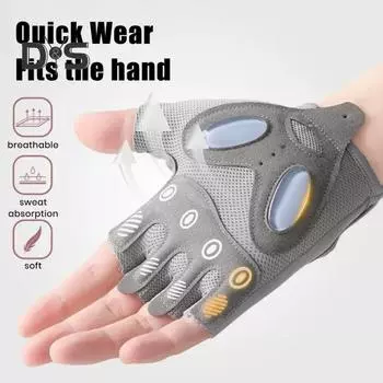 Дышащие перчатки для тренировок для мужчин и женщин, нескользящие перчатки для поднятия тяжестей, тренировок в спортзале, езды на велосипеде, перчатки для фитнеса с полупальцами M чёрный