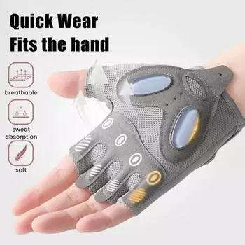 Дышащие перчатки для тренировок для мужчин и женщин, нескользящие перчатки для поднятия тяжестей, тренировок в спортзале, езды на велосипеде, перчатки для фитнеса с полупальцами M чёрный