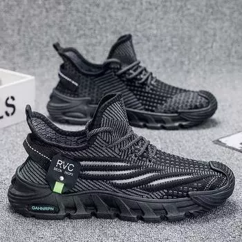 Дышащие плетеные кроссовки Fly для пап, летние трендовые повседневные мужские кроссовки для студентов, легкие кроссовки для бега 39 чёрный