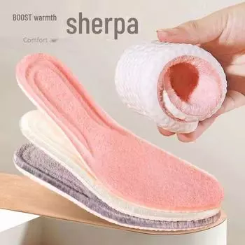 Дышащие плюшевые стельки для мужчин и женщин: Утолщенная, супермягкая овечья шерсть, дезодорирующая, впитывающая пот для длительного комфорта и тепла. 43-44 жёлтый