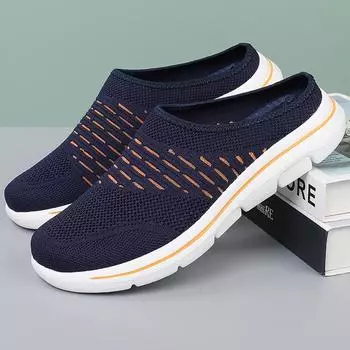 Дышащие полутапочки Сверхлегкие домашние и уличные женские тапочки Мужские домашние тапочки 35 бордовый