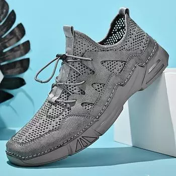 Дышащие повседневные кроссовки, мужская летняя обувь, кроссовки для активного отдыха, обувь ручной работы из кожи, оригинальная спортивная обувь без шнурков 38