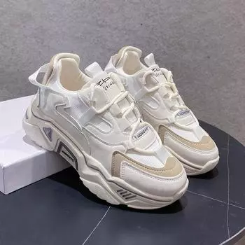 Дышащие сетчатые кроссовки женские туфли осенний тренд танкетка платформа повседневная обувь для папы женские спортивные теннисные кроссовки Zapatillas 36