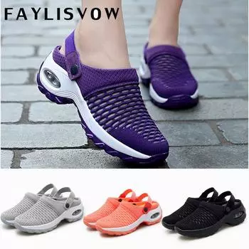 Дышащие сетчатые сандалии, женская летняя обувь, слипоны на платформе, повседневная женская удобная пляжная обувь, сандалии на платформе 42 белый