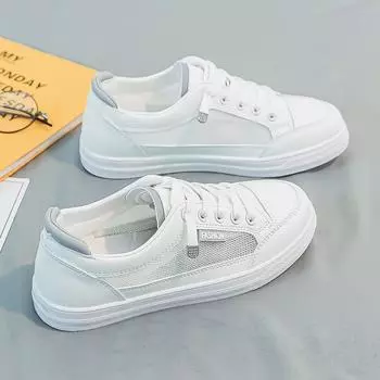 Дышащие сетчатые женские кроссовки, легкие повседневные туфли на плоской подошве для летнего комфорта 35 серый