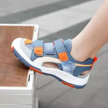 Дышащие спортивные сандалии, летние сандалии для мальчиков, повседневная пляжная обувь, удобная детская обувь на мягкой подошве, модные нескользящие сандалии 30