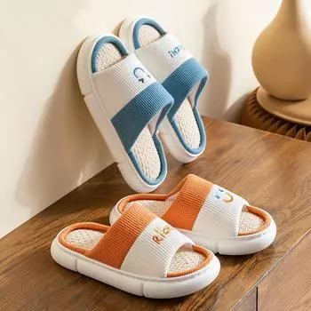 Дышащие тапочки из смесового хлопка, женские и мужские домашние тапочки на мягкой подошве, мультяшный дизайн, домашняя обувь для влюбленных, модные шлепанцы 38-39 красный