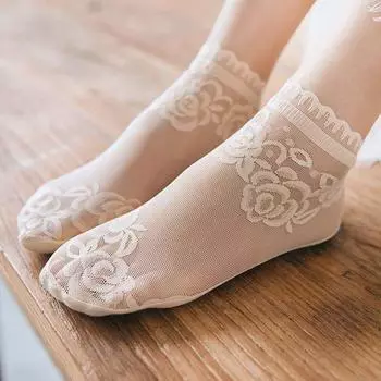 Дышащие тонкие ажурные летние цветочные кружевные носки женские носки лодочки женские чулочно-носочные изделия розовый
