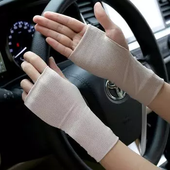 Дышащие тонкие перчатки из ледяного шелка, анти-УФ-перчатки для кусания ногтей, летние солнцезащитные перчатки с половиной пальца