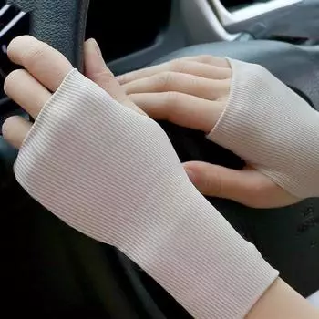 Дышащие тонкие перчатки из ледяного шелка, анти-УФ-перчатки для кусания ногтей, летние солнцезащитные перчатки с половиной пальца one size синий