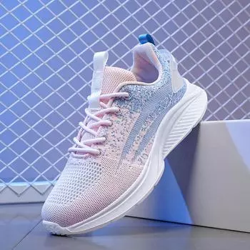 Дышащие трикотажные женские кроссовки для бега, легкая конструкция для марафона и приключений на свежем воздухе 35 серый