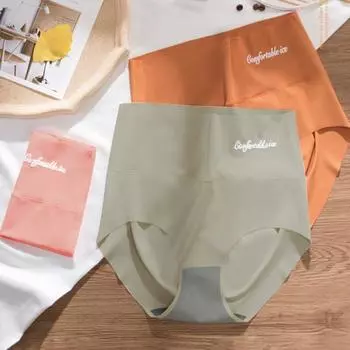 Дышащие трусы, женские трусики из ледяного шелка, трусы с высокой талией, трусики с подъемом бедер, женское нижнее белье с принтом M чёрный