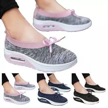 Дышащие туфли-качалки, туфли на танкетке, бисквиты, повседневная обувь, женская обувь 40 чёрный