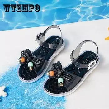 Дышащие туфли на мягкой подошве с бантом для девочек. Нескользящие легкие туфли принцессы с отверстиями для девочек 30 бежевый