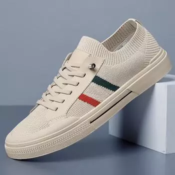 Дышащие удобные мужские повседневные кроссовки, легкие сетчатые туфли для прогулок на открытом воздухе, мужские туфли на плоской подошве со шнуровкой, мужские вулканизированные туфли, обувь для скейтборда 38 бежевый