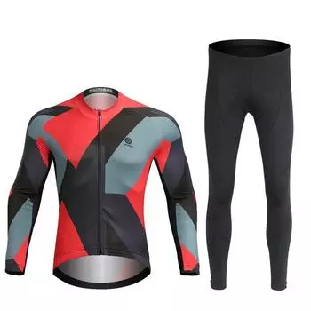 Дышащие велосипедные майки, комплект одежды для велоспорта, быстросохнущая мужская велосипедная одежда с длинными рукавами, костюм, колготки S