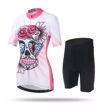 Дышащие велосипедные майки, комплект одежды для велоспорта, быстросохнущий женский велосипедный костюм с короткими рукавами S
