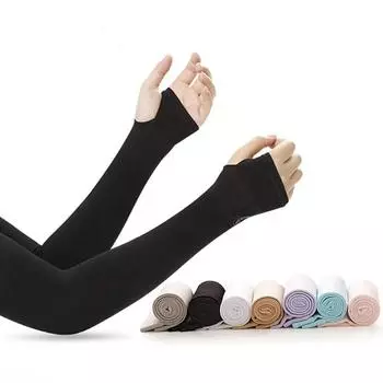 Дышащие велосипедные солнцезащитные нарукавники для летней езды, охлаждения, рыбалки, бега Exposed Finger Style чёрный