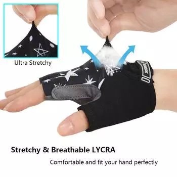 Дышащие защитные перчатки для ногтей на ладонях, детские перчатки для балансировки велосипеда, катания на коньках для мальчиков и девочек 3-12 лет S чёрный