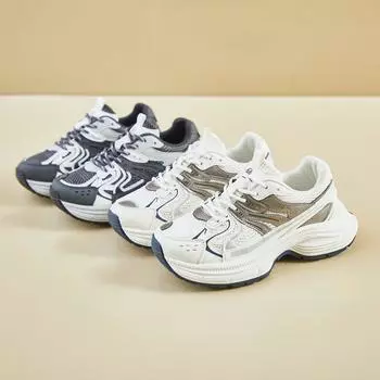 Дышащие женские кроссовки Dad Sneakers на толстой платформе, кроссовки для бега со шнуровкой, удобные женские кроссовки для занятий теннисом 35