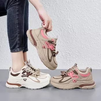 Дышащие женские кроссовки Dad Sneakers на толстой платформе, кроссовки для бега со шнуровкой, удобные женские кроссовки для занятий теннисом 35