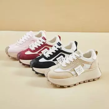 Дышащие женские кроссовки Dad Sneakers на толстой платформе, кроссовки для бега со шнуровкой, удобные женские кроссовки для занятий теннисом 35 розовый