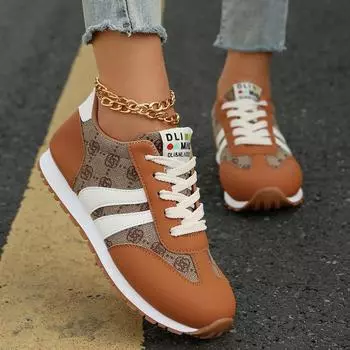 Дышащие женские кроссовки, легкие кроссовки для отдыха, женская обувь для тенниса с цветочным принтом, дизайнерская обувь класса люкс, модные кроссовки на платформе для женщин 36 верблюд