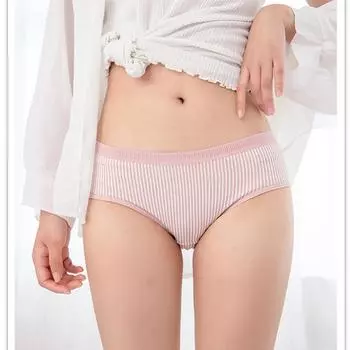 Дышащие женские трусы, хлопковые трусы в полоску для девочек, милые трусики, женские хлопковые женские трусы L серебряный серый