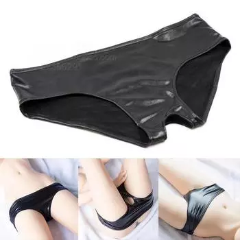 Дышащие женские трусы из искусственной кожи с открытым шаговым швом