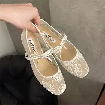 Дышащие женские туфли Мэри Джейн на плоской подошве Модные туфли с бабочкой Laides Мягкая подошва Комфортная обувь в уличном стиле 35