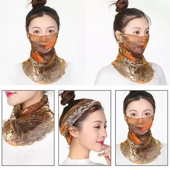 Дышащий анти-УФ женский цветочный открытый лицевой чехол для шеи, гетра, повязка на голову, шарф