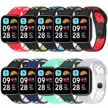 Дышащий браслет, двухцветный силиконовый ремешок для часов для Redmi Watch 3 Active Smart Watch