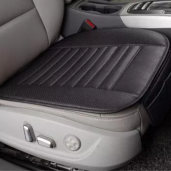 Дышащий чехол на переднее сиденье автомобиля, кожаный коврик, сиденье из искусственной кожи, черный