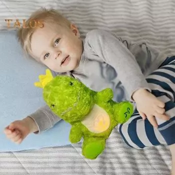 Дышащий динозавр, звуковая машина для младенцев, плюшевая игрушка, портативные детские пустышки с музыкальными огнями и ритмичными дыхательными движениями, спящий динозавр, плюшевая игрушка для синий